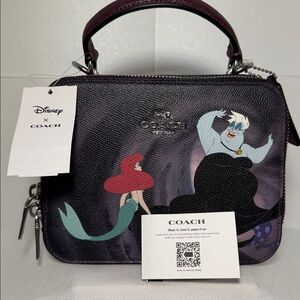 Coach Disney Little Mermaid Ursula Ariel Crossbody Bag Black Purple Villains NWT